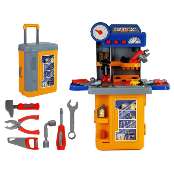 Detská dielňa v kufríku Inlea4Fun MOBILE TOOL TABLE - oranžová/sivá