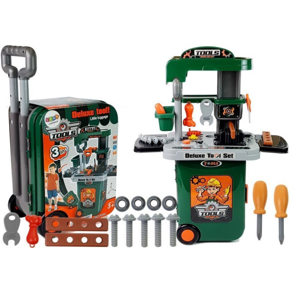 Detská dielňa v kufríku Inlea4Fun DELUXE TOOL - tmavozelená