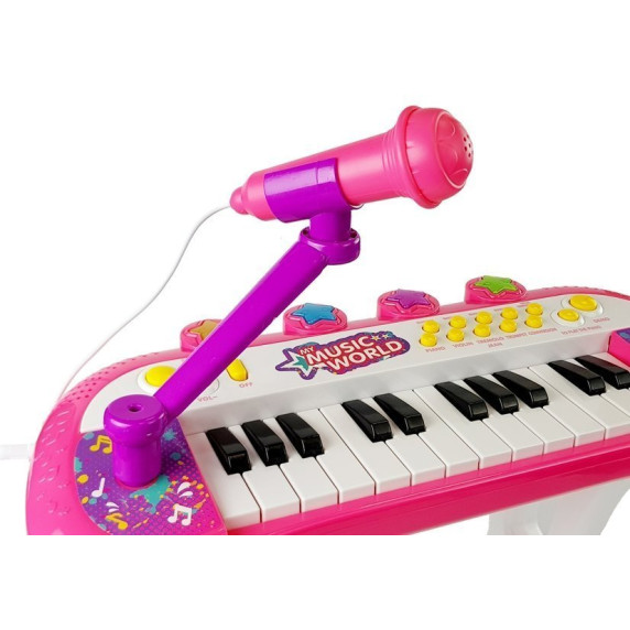 Elektronikus játék zongora ülőkével Inlea4Fun MY MUSIC WORLD - rózsaszín