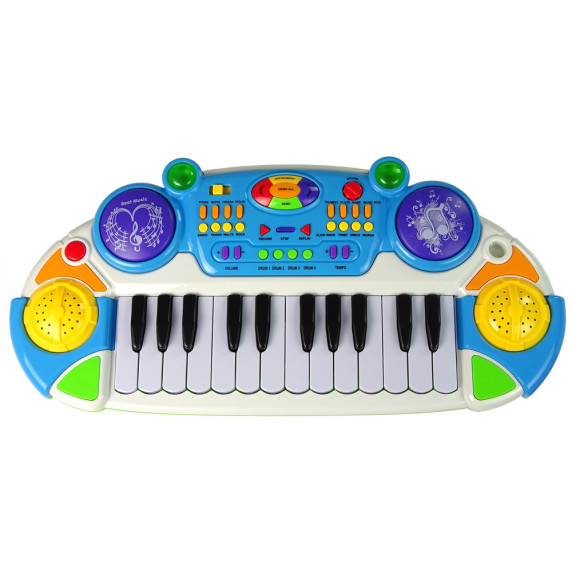 Detské klávesy s mikrofónom a stoličkou Inlea4Fun MUSICAL KEYBORD - modré