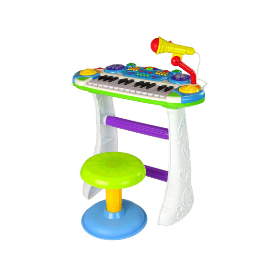 Detské klávesy s mikrofónom a stoličkou Inlea4Fun MUSICAL KEYBORD - modré