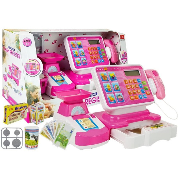Casă de marcat de jucărie - Inlea4Fun CASH REGISTER - alb/roz
