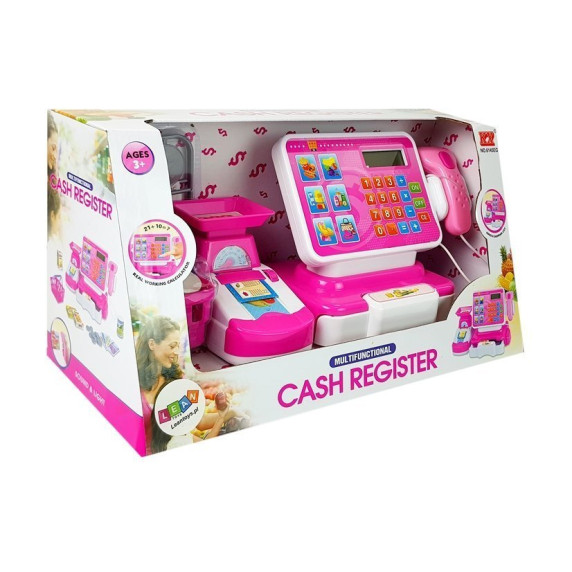 Casă de marcat de jucărie - Inlea4Fun CASH REGISTER - alb/roz