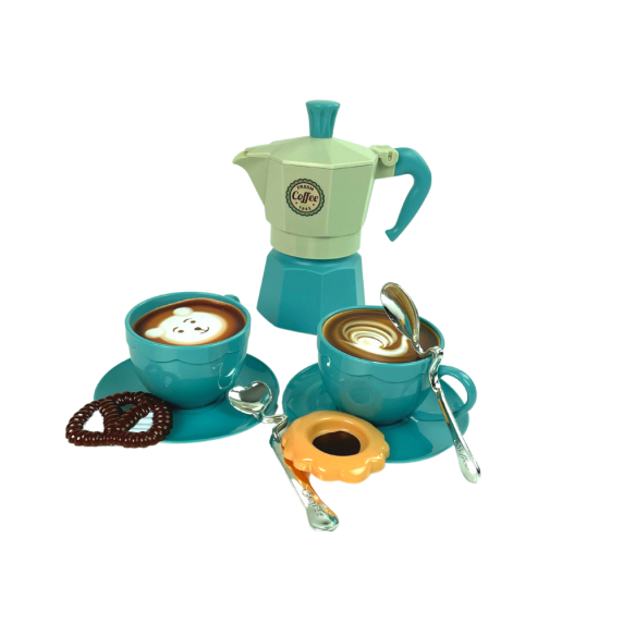 Set de cafea pentru copii cu cafetieră - Inlea4Fun CAFE&BAKERY - mentă/turcoaz 
