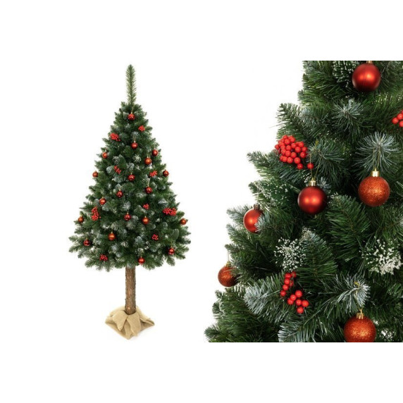 Zasnežený vianočný stromček s kmeňom a šiškami 160 cm DIAMOND PINE 3D