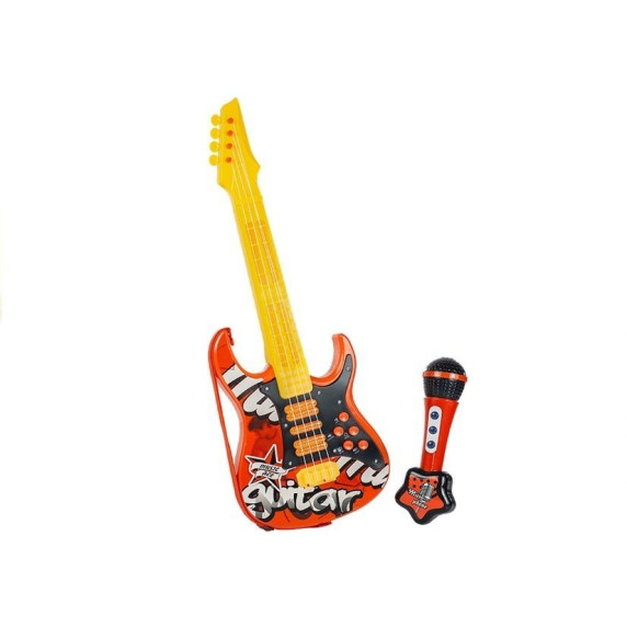 Játék gitár mikrofonnal Inlea4Fun - piros/sárga