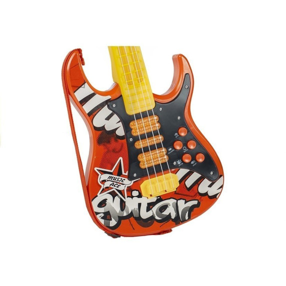 Játék gitár mikrofonnal Inlea4Fun - piros/sárga