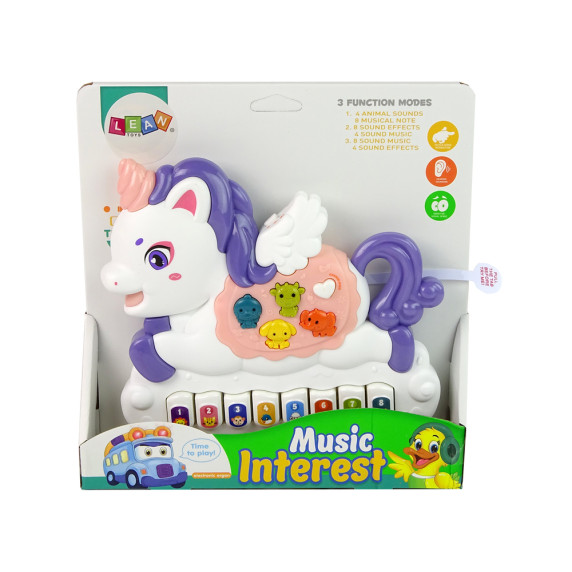 Detský hudobný klavír Inlea4Fun MUSIC INTEREST - jednorožec