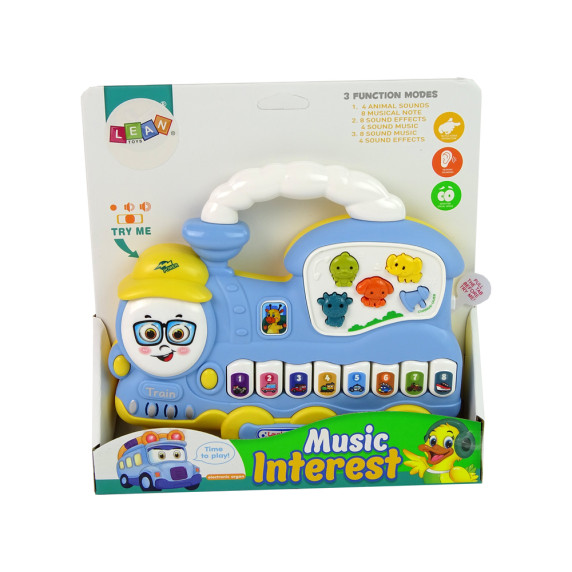 Jucărie muzicală - Inlea4Fun MUSIC INTEREST - locomotivă - roșu