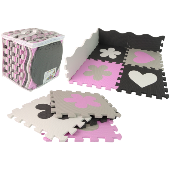 Habszivacs szőnyeg puzzle 25 darabos Inlea4Fun - fekete, rózsaszín