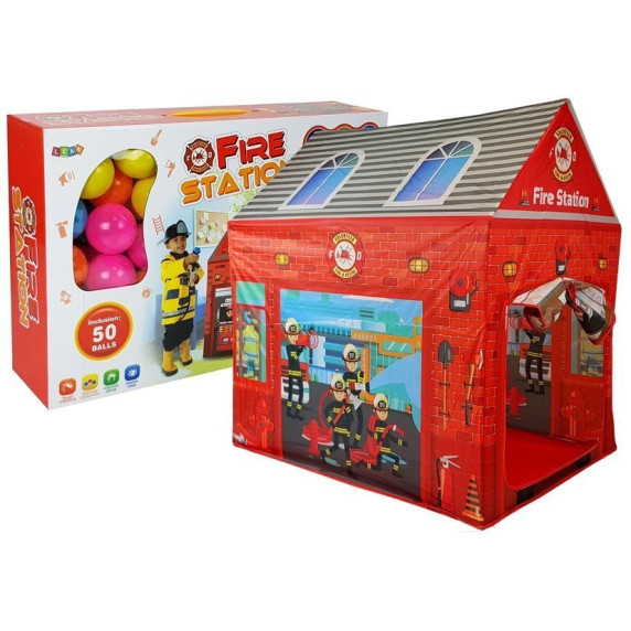 Tűzoltós gyereksátor labdákkal Inlea4Fun FIRE STATION