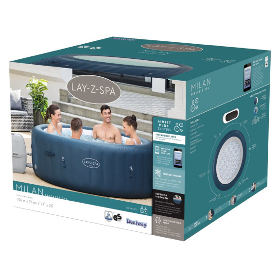 Nafukovacia vírivka 196 x 71 cm BESTWAY 60029 Lay-Z-Spa MILAN
