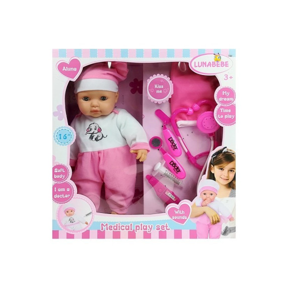 Păpușă Molly 37 cm cu instrumente medicale, Inlea4Fun