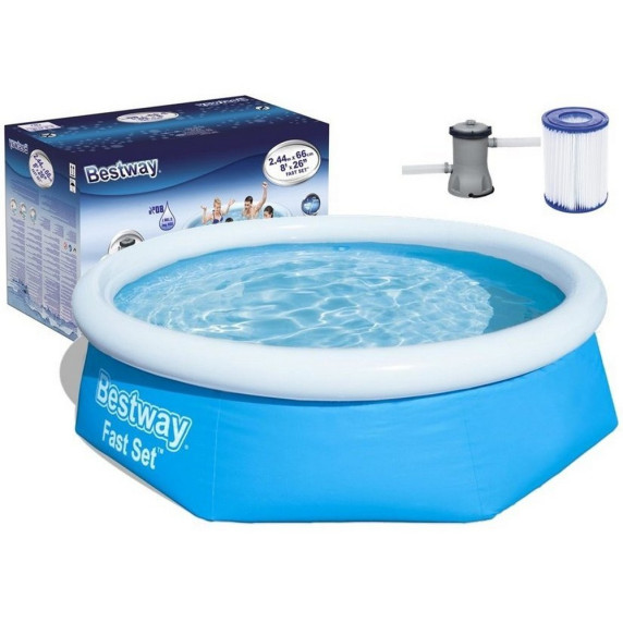 Samonosný rodinný bazén s kartušovou filtráciou 244 x 66 cm BESTWAY Fast Set  57268