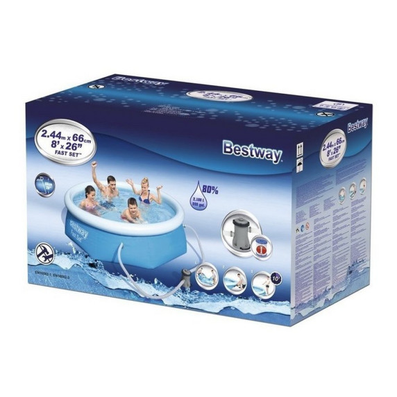 Samonosný rodinný bazén s kartušovou filtráciou 244 x 66 cm BESTWAY Fast Set  57268