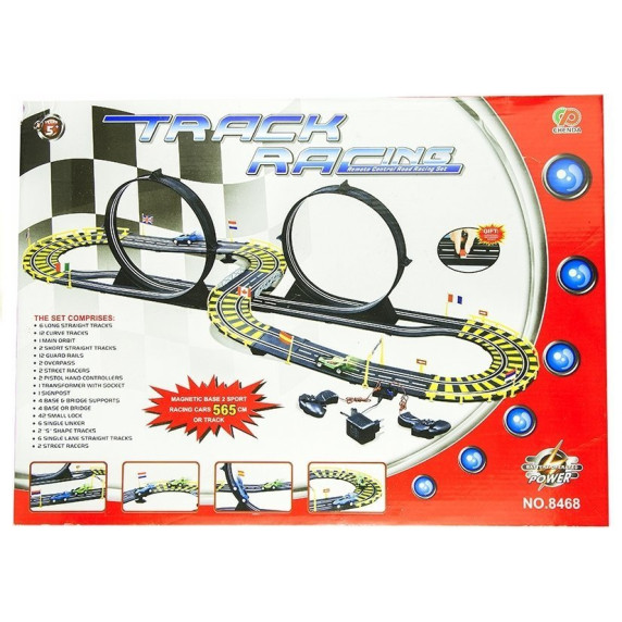 Set pistă cu 2 mașinuțe, 565 cm Track Racing