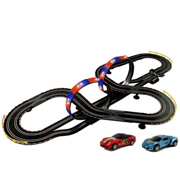 Set pistă cu 2 mașinuțe, 7,6m Top Turbo