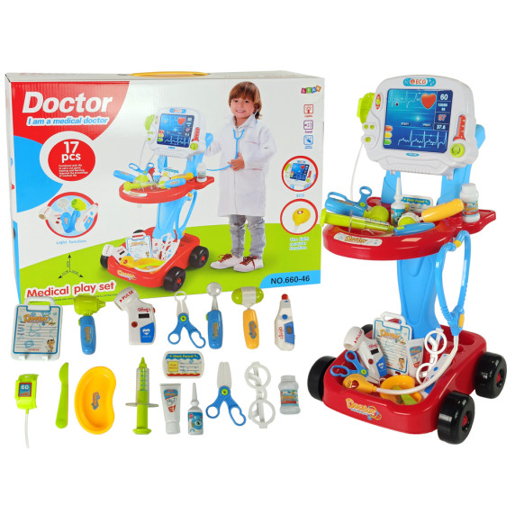 Orvosi kocsi gyerekeknek Inlea4Fun MEDICAL PLAY SET - kék/piros
