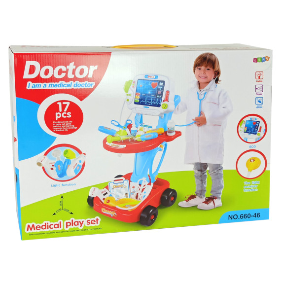 Orvosi kocsi gyerekeknek Inlea4Fun MEDICAL PLAY SET - kék/piros