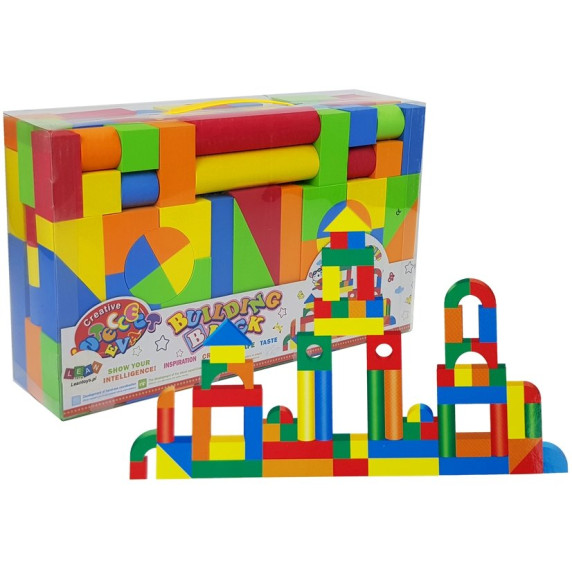 Fa építőkocka gyermekeknek 131 darabos Inlea4Fun BUILDING BLOCK 