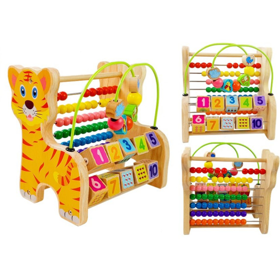 Drevené počítadlo s číslicami Inlea4Fun Tiger