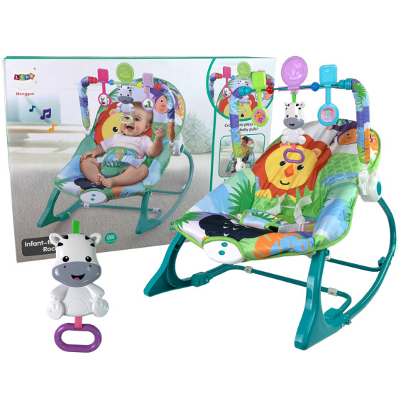 Detské lehátko s vibráciami Inlea4Fun TODDLER ROCKER džungľa - zelené