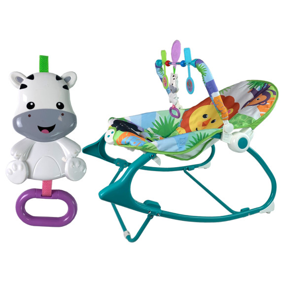 Detské lehátko s vibráciami Inlea4Fun TODDLER ROCKER džungľa - zelené