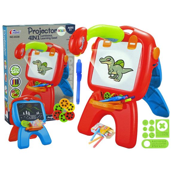 Tablă de desen față/verso cu projector - roșu