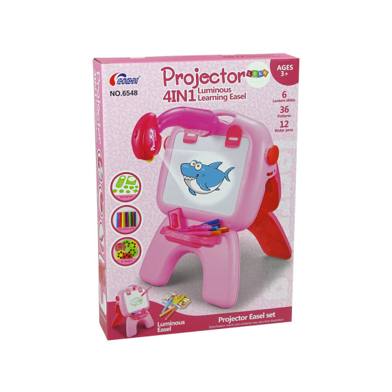 Tablă de desen față/verso cu projector - roz