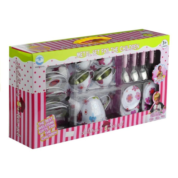Fém teáskészlet Inlea4Fun CHILDREN´S TEA SET - virágmintás