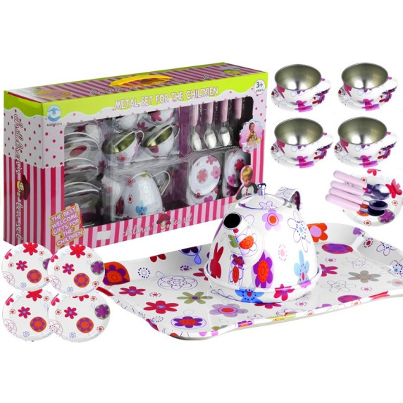 Fém teáskészlet Inlea4Fun CHILDREN´S TEA SET - virágmintás