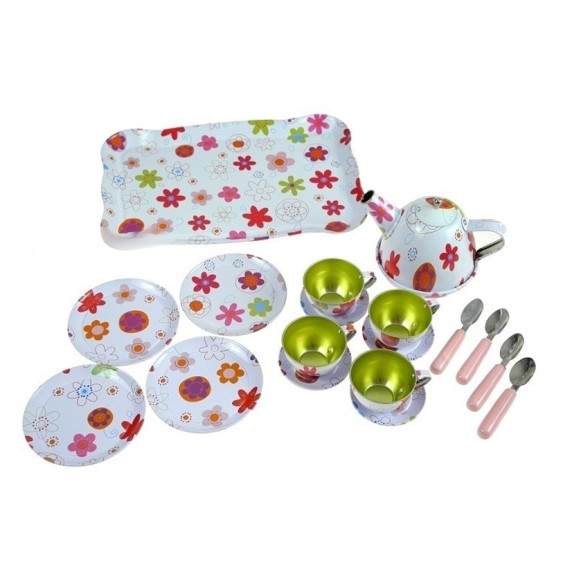 Fém teáskészlet Inlea4Fun CHILDREN´S TEA SET - virágmintás