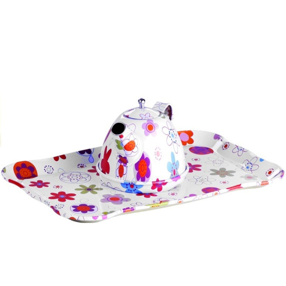 Fém teáskészlet Inlea4Fun CHILDREN´S TEA SET - virágmintás