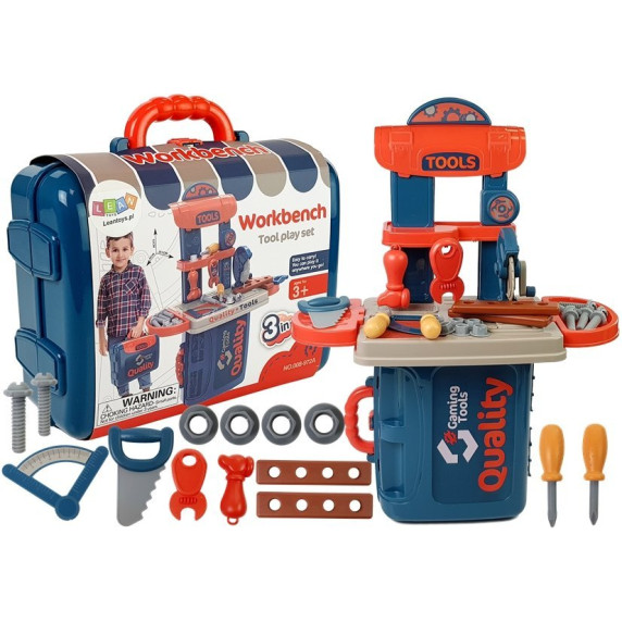 Detská dielňa s náradím v kufríku 3v1 Inlea4Fun WORKBENCH 