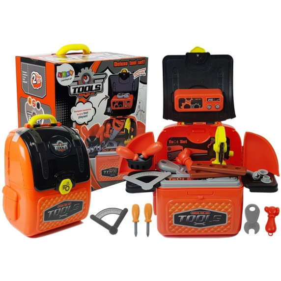 Detská dielňa s náradím v batohu 2v1 Inlea4Fun DELUXE TOOL SET 