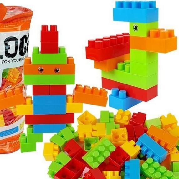 Cuburi colorate din plastic - 86 bucăți - Inlea4Fun BLOCKS