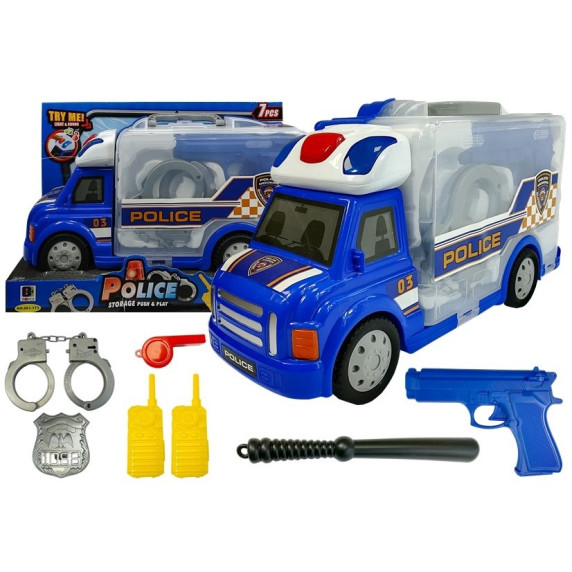 Rendőrautó zárható Konténerrel kiegészítőkkel Inlea4Fun POLICE STORAGE