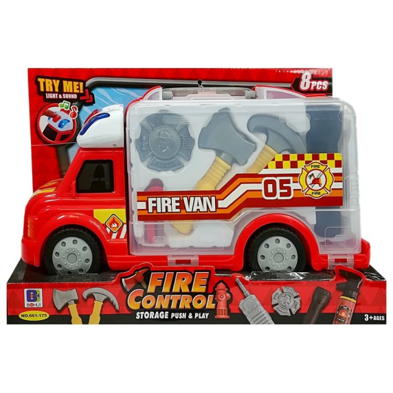 Hasičské auto v kufríku s príslušenstvom Inlea4Fun FIRE CONTROL STORAGE 