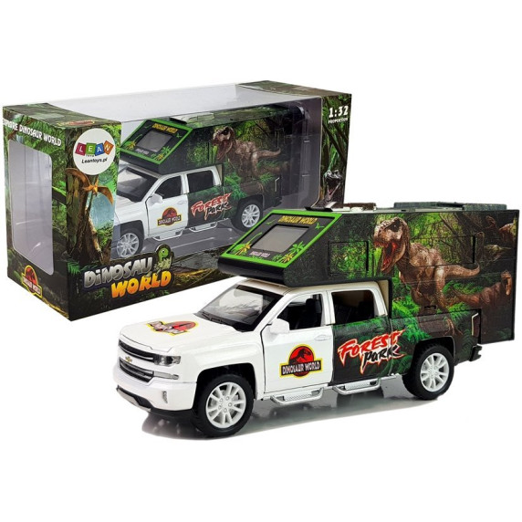 Auto dinosaurus so svetelnými a zvukovými efektmi Inlea4Fun DINOSAUR WORLD - biele