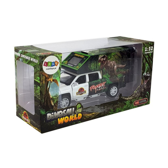 Auto dinosaurus so svetelnými a zvukovými efektmi Inlea4Fun DINOSAUR WORLD - biele