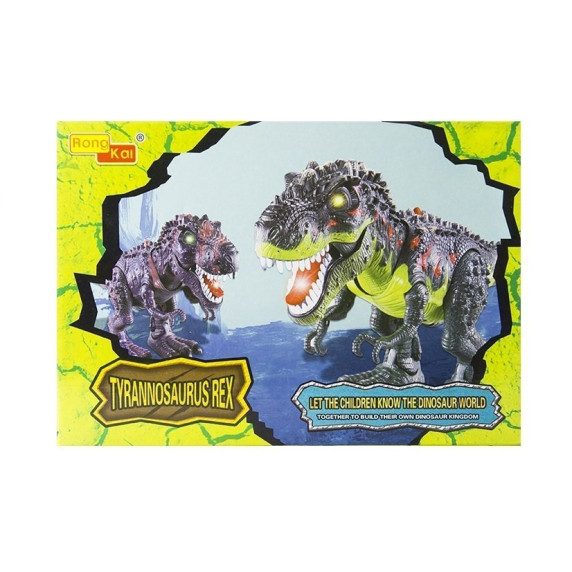 Lépegető, sétáló dinoszaurusz figura fény- és hangeffektekkel Inlea4Fun TYRANNOSAURUS REX - zöld