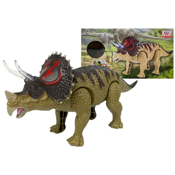 Lépegető, sétáló dinoszaurusz figura fény- és hangeffektekkel Inlea4Fun TRICERATOPS - zöld
