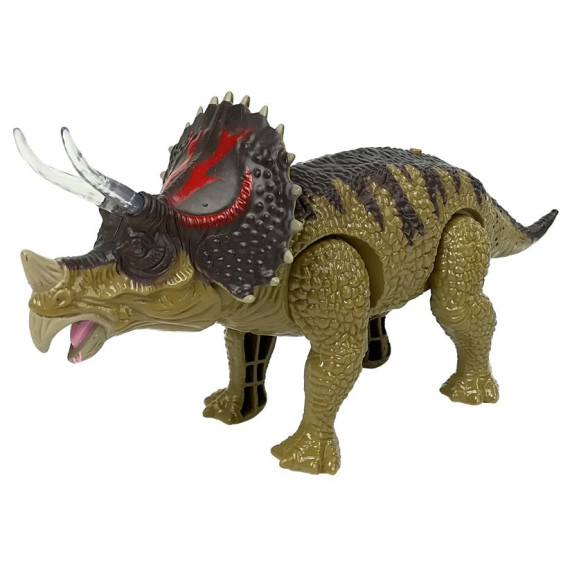 Lépegető, sétáló dinoszaurusz figura fény- és hangeffektekkel Inlea4Fun TRICERATOPS - zöld
