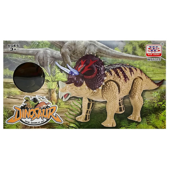 Lépegető, sétáló dinoszaurusz figura fény- és hangeffektekkel Inlea4Fun TRICERATOPS - zöld