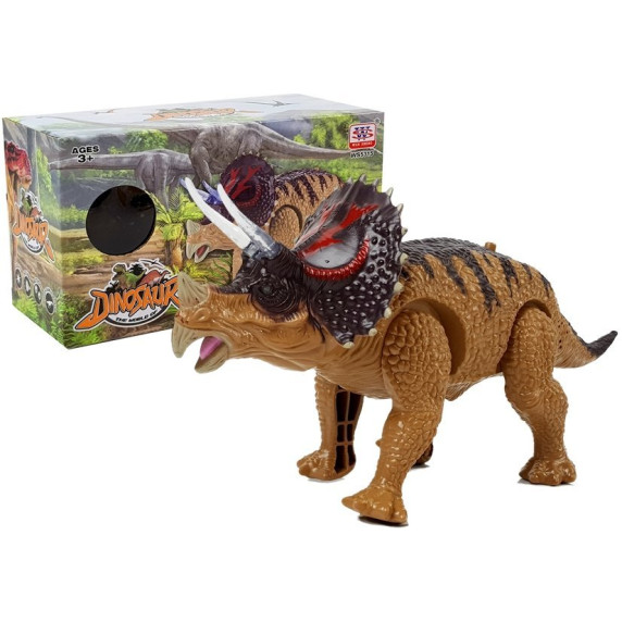 Dinosaurus figúrka na batérie - Triceratops Inlea4Fun - hnedý