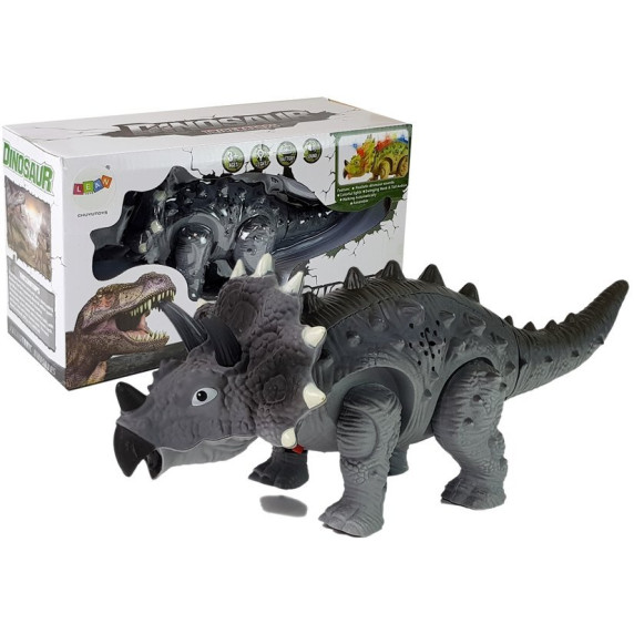 Dinozaur cu efecte lumini și sunet Triceratops, gri Inlea4Fun