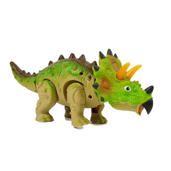Lépegető, sétáló dinoszaurusz figura fény- és hangeffektekkel Inlea4Fun TRICERATOPS - zöld