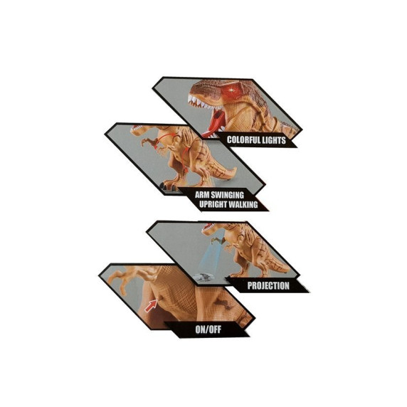Lépegető, sétáló dinoszaurusz figura fény- és hangeffektekkel Inlea4Fun TYRANNOSAURUS REX - barna