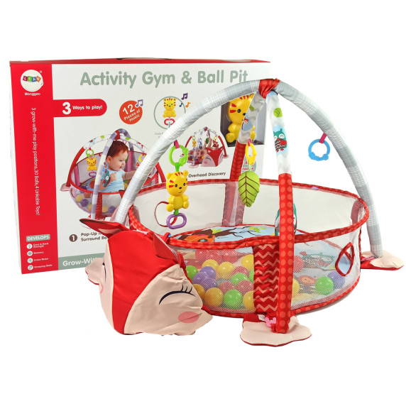 Saltea de joacă cu piscină uscată - Inlea4Fun Activity Gym FOX - vulpe