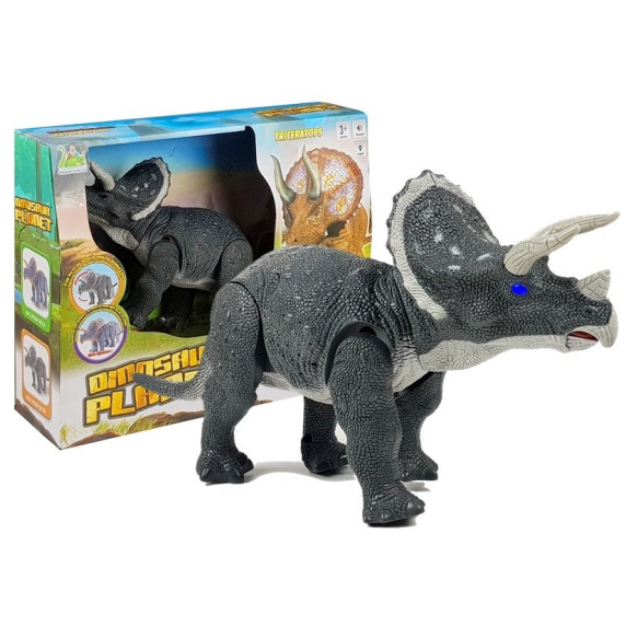 Dinosaurus figúrka na batérie - Triceratops Inlea4Fun - sivá 